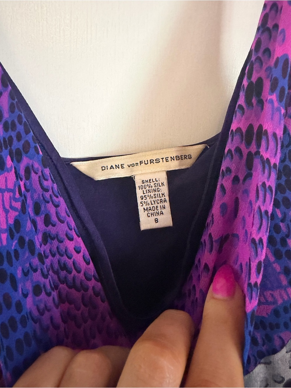 Diane Von Furstenberg Purple & Black Snake Print Silk Slip Dress - Picture 3 of 5